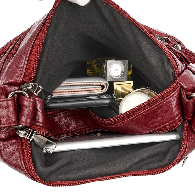 Women Crossbody Bag Pocketbooks Soft PU Leather Handbags Multi Pocket Lightweight Shoulder Purse